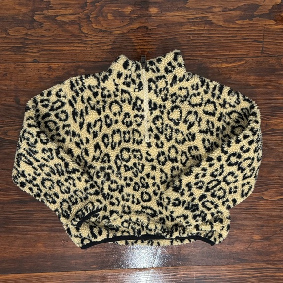 Polo By Ralph Lauren Cheetah Print Sherpa Fleece 1/2 Zip - Girls Size 7 - EUC - Picture 2 of 5